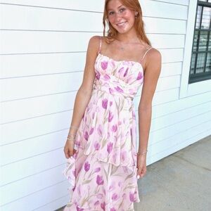One and Only Collective Tulip Print Tiered Floral Maxi Dress NEW!